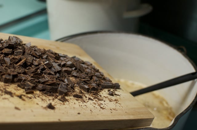 pouring chocolate